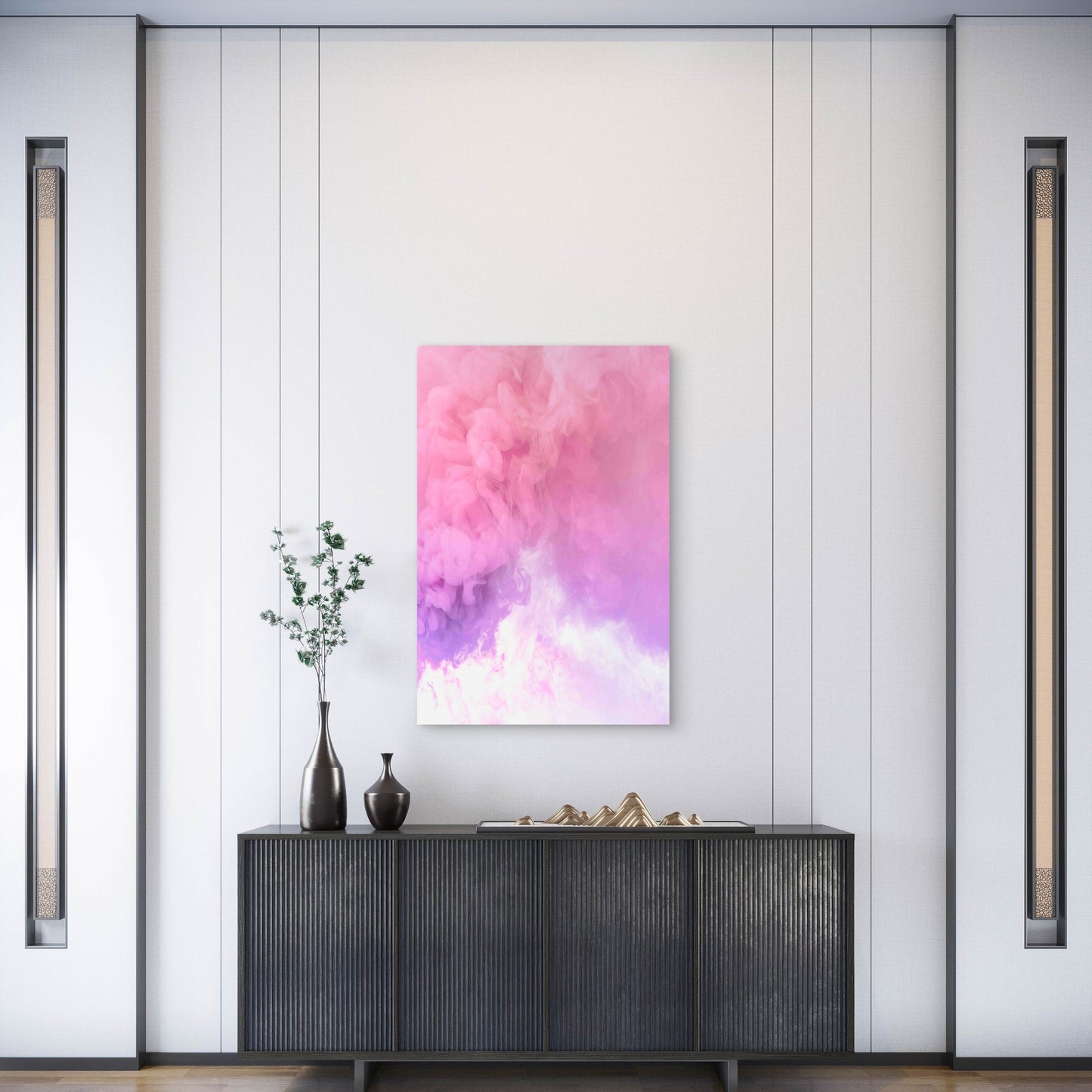Dreamy Pink Blue Smoke Swirling Air  60x90cm Metal Print Ready to Hang
