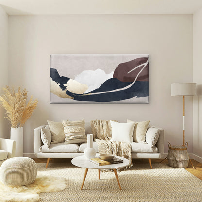 Abstract Navy Brown Gold Foil Modern Wall Art Canvas Office Home Framed 120x60cm