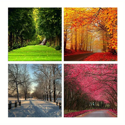 4pcs  Autumn Paintings, Falling Leaves Artwork Wall Art Canvas Framed