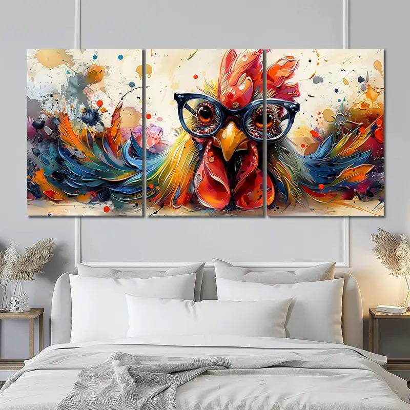 3pcs Funny Chicken Picture Metal Print Ready to Hang Art - Bella Home Decor