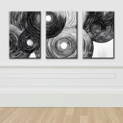 3pcs Abstract Wood Rings Wall Art Set Canvas Framed 40x60cm - High Quality Print 100% Australian Made Wall Canvas Ready to Hang - Bella Home Decor