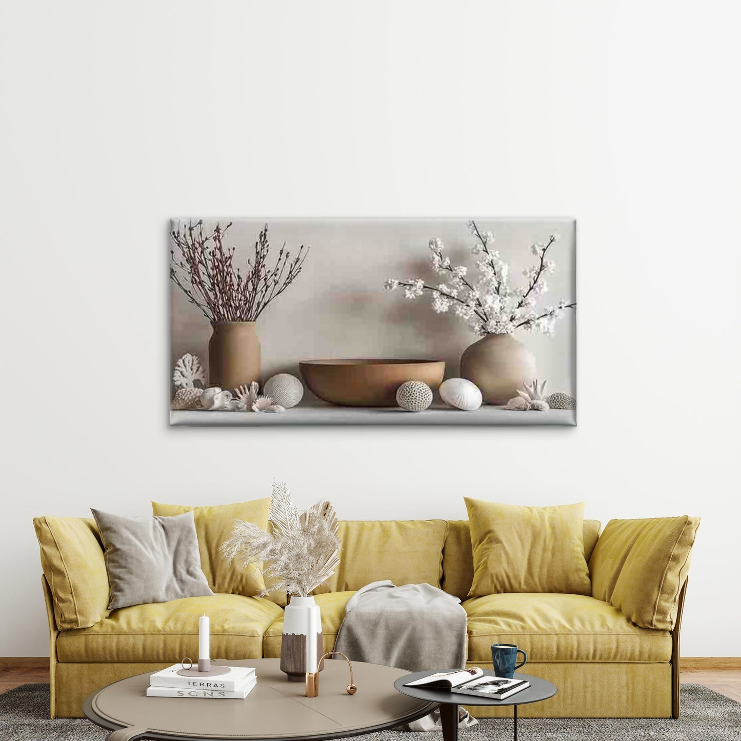 Vase Arrangements with Natural Wall Art Canvas Office Home Room Framed 120x60cm