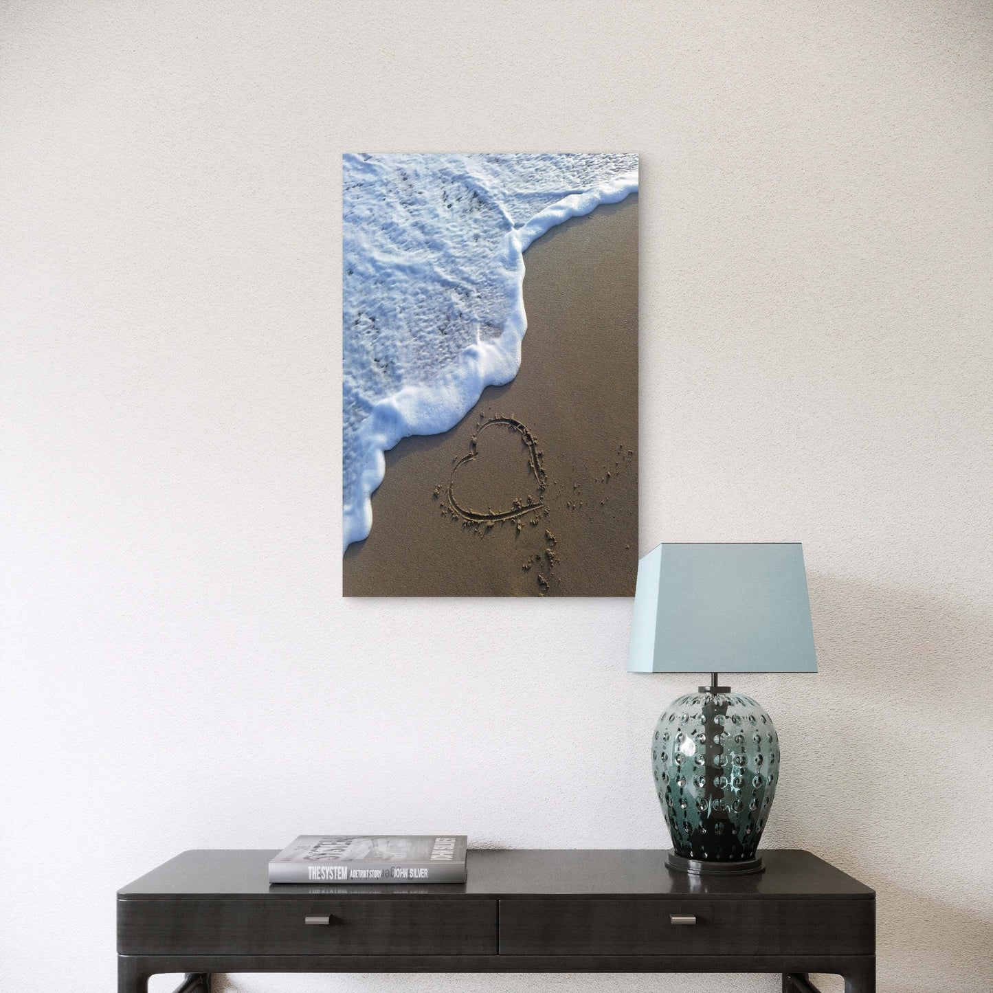 Moment Of A Heart Drawn In The Sand 40x60cm Metal Print Ready to Hang