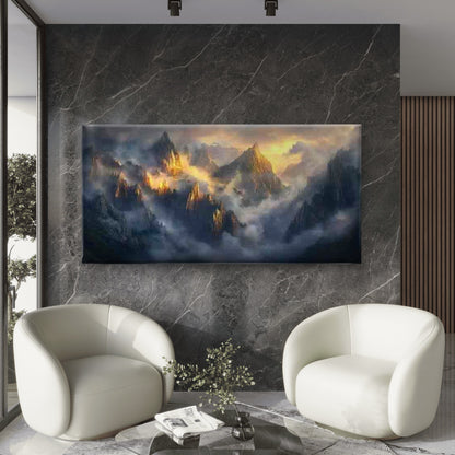 Misty Mountain Landscape Wall Art Canvas Office Home Room Framed 120x60cm