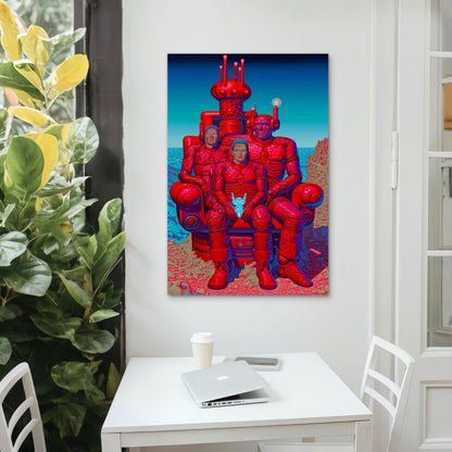 Crimson Sentinels of the Desert Throne 60x90cm Metal Print Ready to Hang - Bella Home Decor