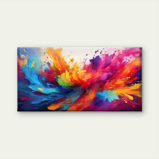 Vibrant Abstract Paint Splash Wall Art Canvas Office Home Room Framed 120x60cm