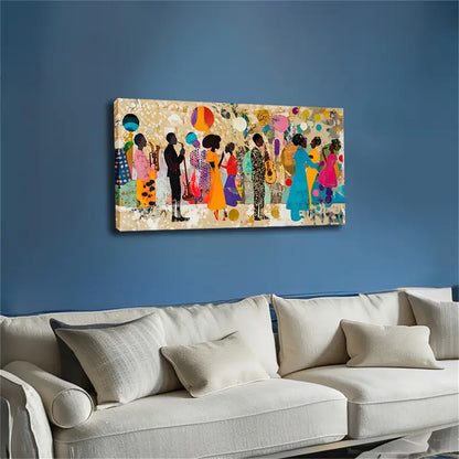 African Cultural Music Party Wall Art Canvas Office Home Room Framed 120x60cm - Bella Home Decor