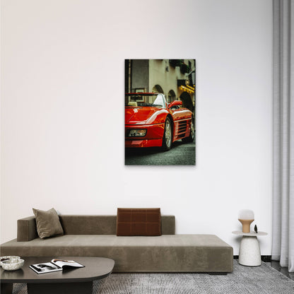 Red Ferrari 348 Spider In Urban Setting 40x60cm Metal Print Ready to Hang