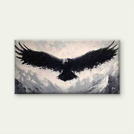 Soaring Eagle Black Ink Tones Wall Art Canvas Office Home Room Framed 120x60cm