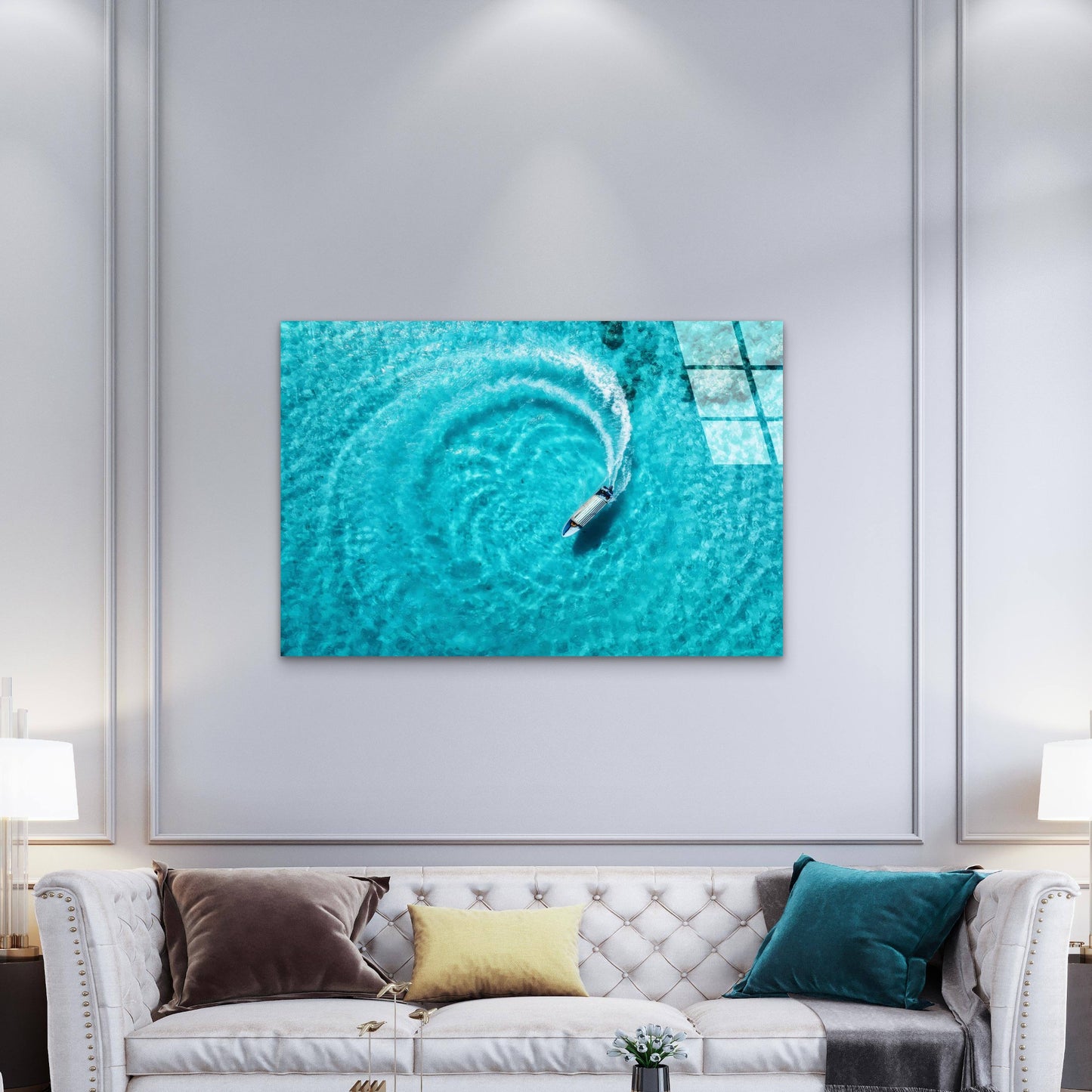 Tropical Sea Water Ripp Tempered Glass Printing Wall Art Australian Made Quality