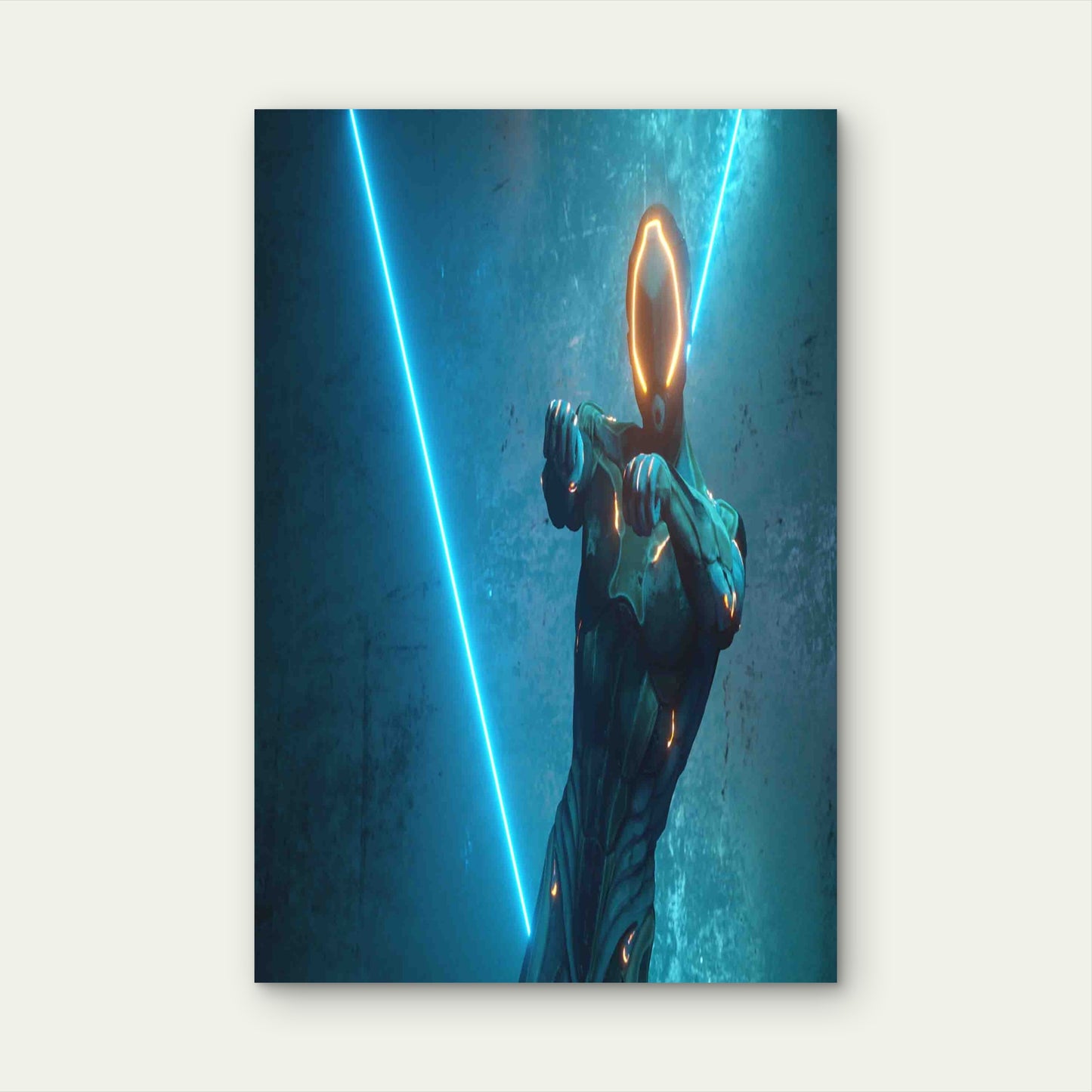 Dancing Alien Robot On A Metal Background Metal Print Ready to Hang