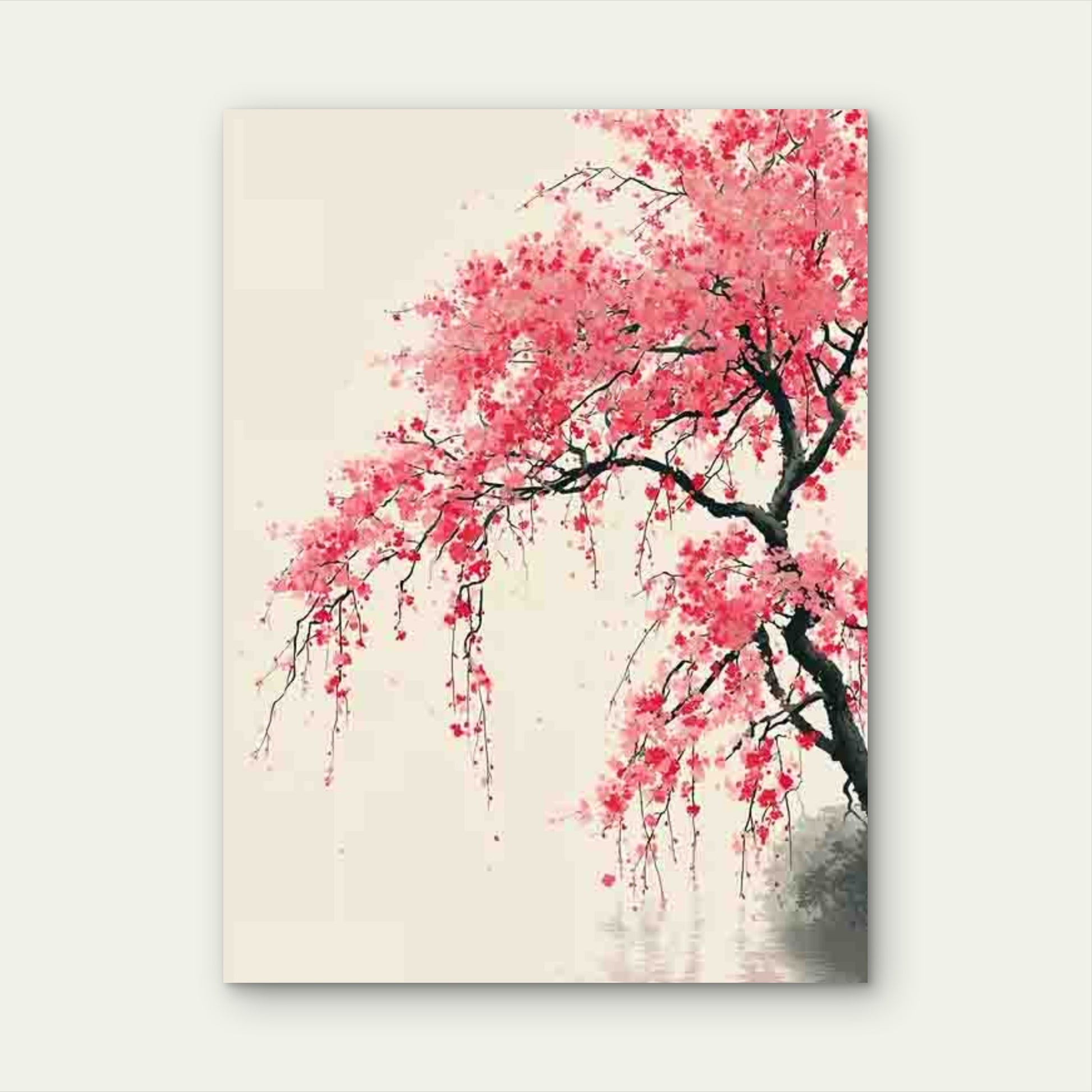 Depicting Cherry Blossoms Japanese Zen 60x90cm Metal Print Ready to Hang - Bella Home Decor