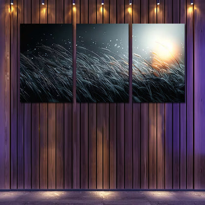 3pcs Crazy Grass Design Wall Art Set Canvas Framed 40x60cm - High Quality Print 100% Australian Made Wall Canvas Ready to Hang - Bella Home Decor