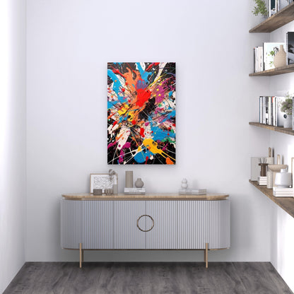 Bold Multicolor Splash Abstract Metal Print Ready to Hang