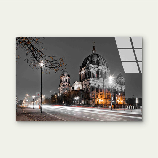 Berlin Cathedral Night Tempered Glass Printing Wall Art Australian Made Quality