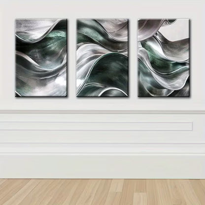 3pcs Wavy Abstract Design Wall Art Set Canvas Framed 40x60cm - High Quality Print 100% Australian Made Wall Canvas Ready to Hang