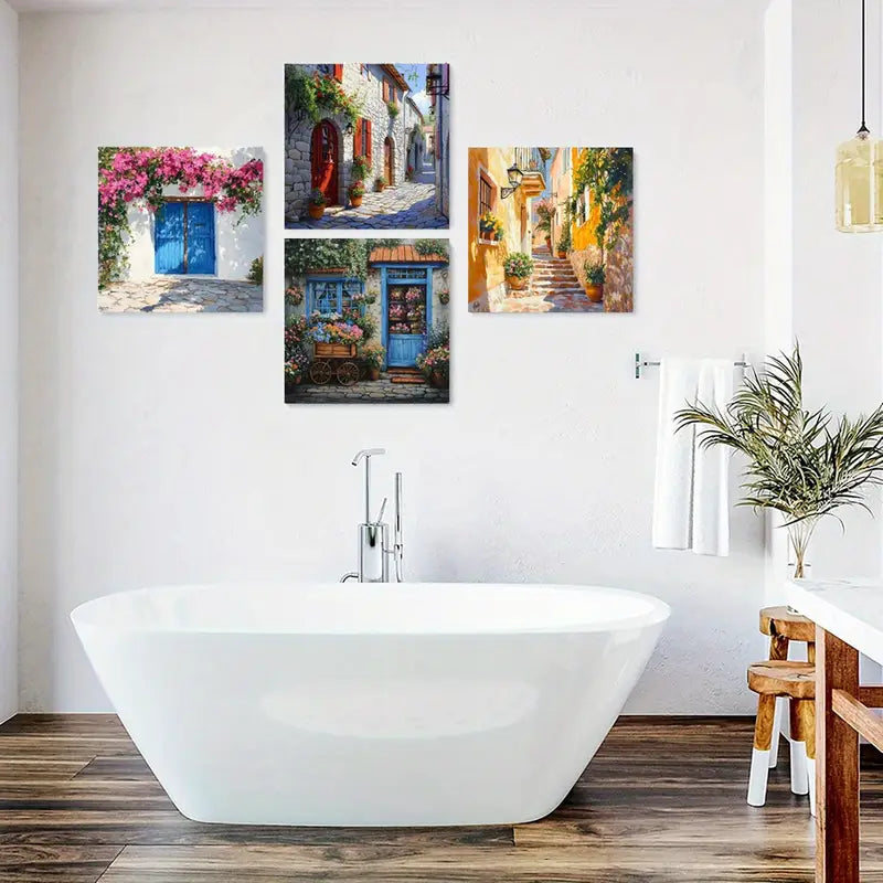 4pcs Sunlight Posters Wall Art Canvas Framed