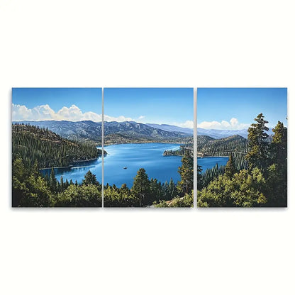 3pcs Mountain & Lake Scene Metal Print Ready to Hang Art