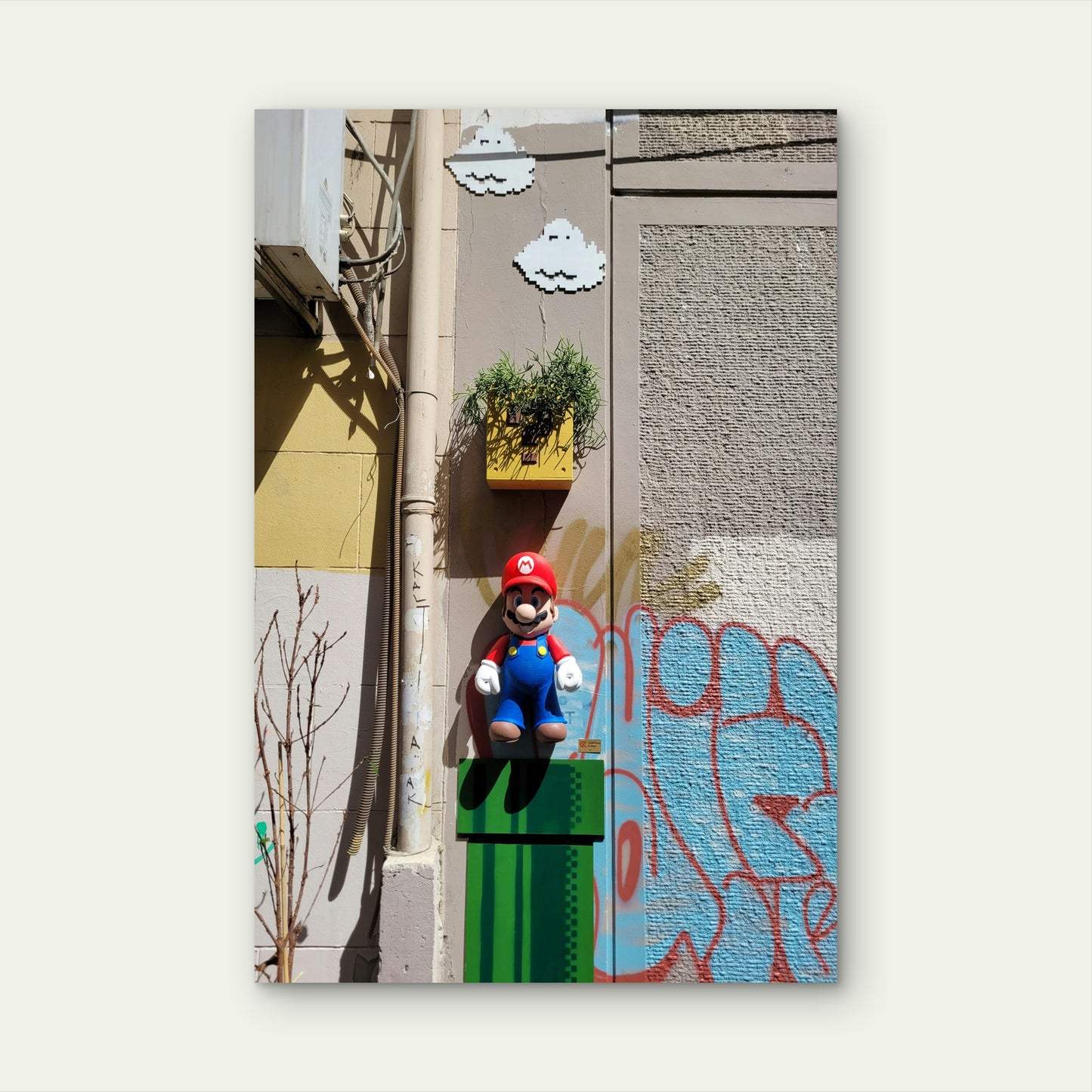 Super Mario Themed Street Art Installation 40x60cm Metal Print Ready to Hang