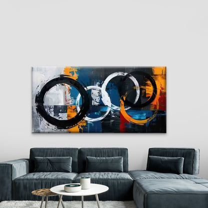 Abstract Colorful Rings Wall Art Canvas Office Home Room Framed 120x60cm