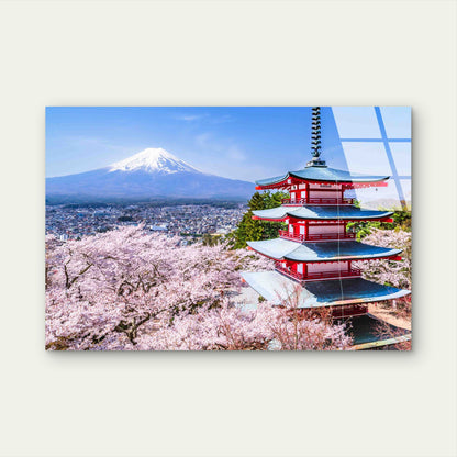 Japan Mount Fuji Pagoda Tempered Glass Printing Wall Art Australian Made Quality