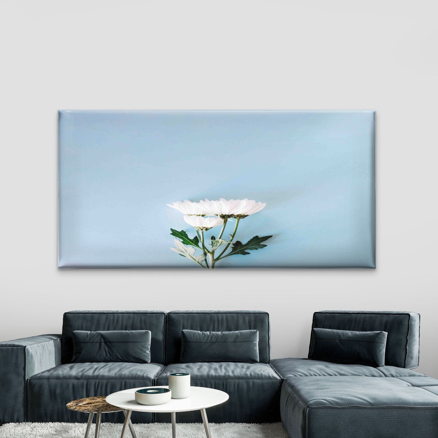 White Daisy Chrysanthemum Wall Art Canvas Office Home Room Framed 120x60cm