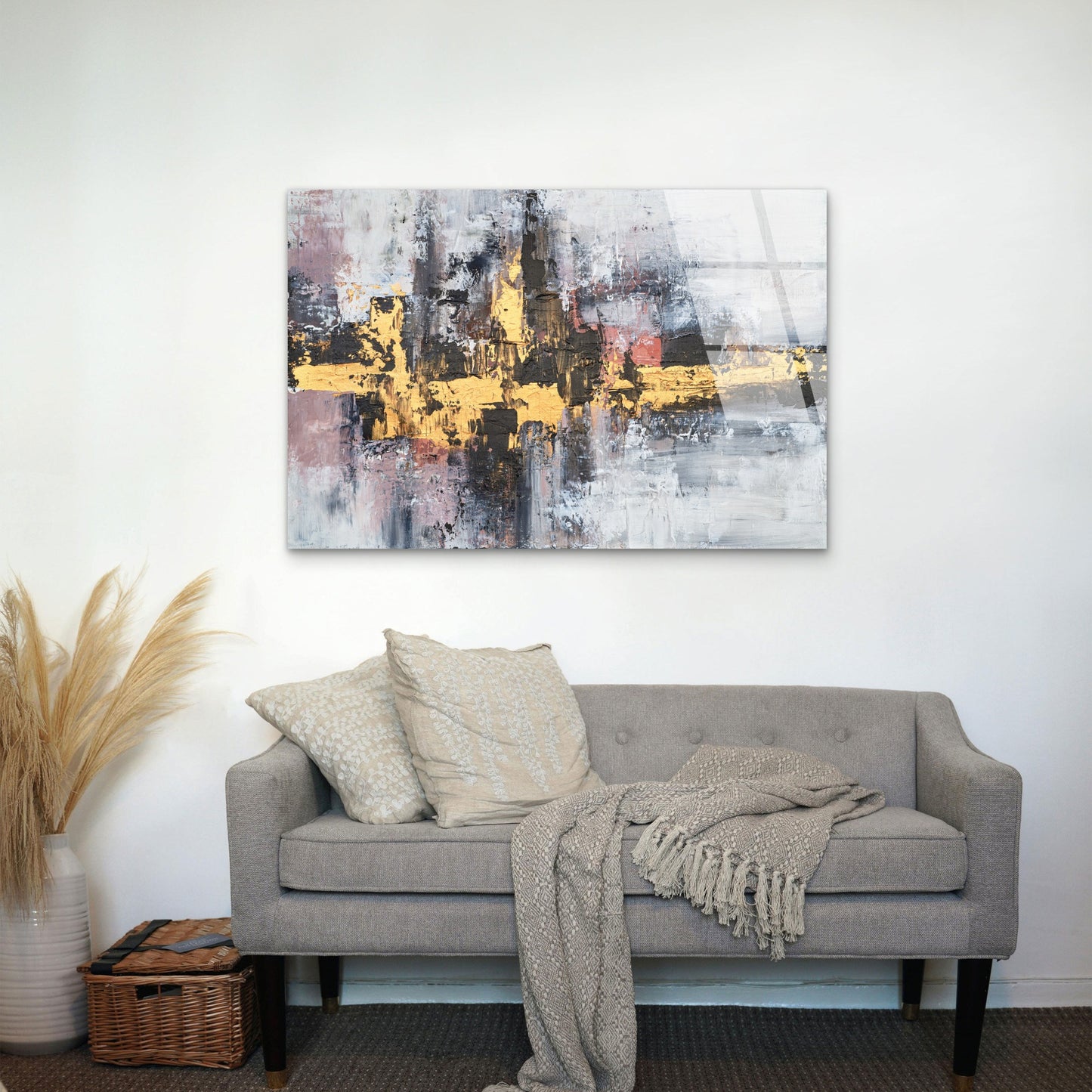 Luxury Metallic Gold Foil and Black Textured City Skyline Abstract Acrylic Glass Printing Wall Art Australian Made Quality