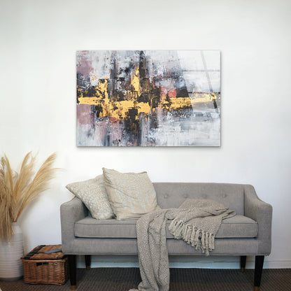 Luxury Metallic Gold Foil and Black Textured City Skyline Abstract Acrylic Glass Printing Wall Art Australian Made Quality