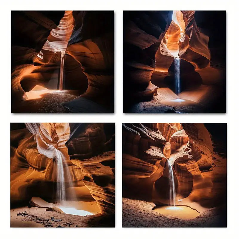 4pcs Sun Rays on Antelope Canyon  Wall Art Canvas Framed