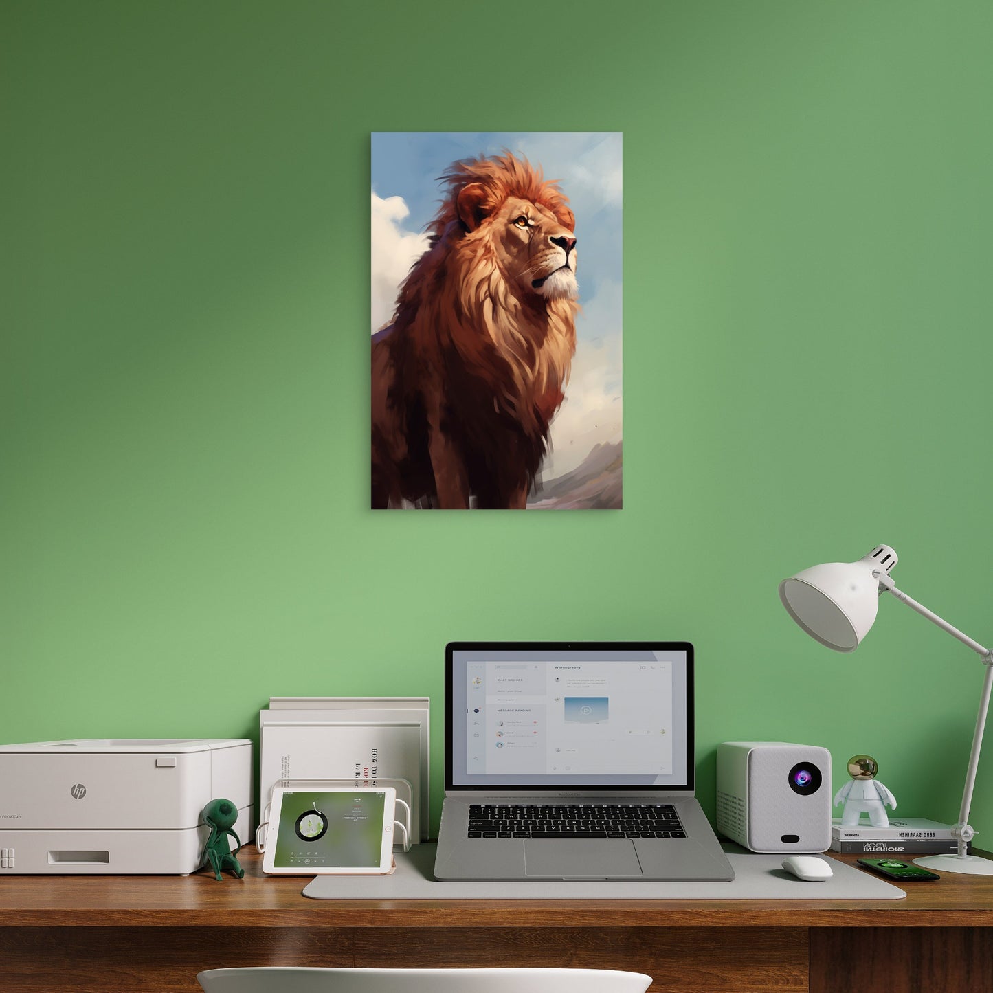 Majestic Lion Portrait King Wildlife Animal 40x60cm Metal Print Ready to Hang