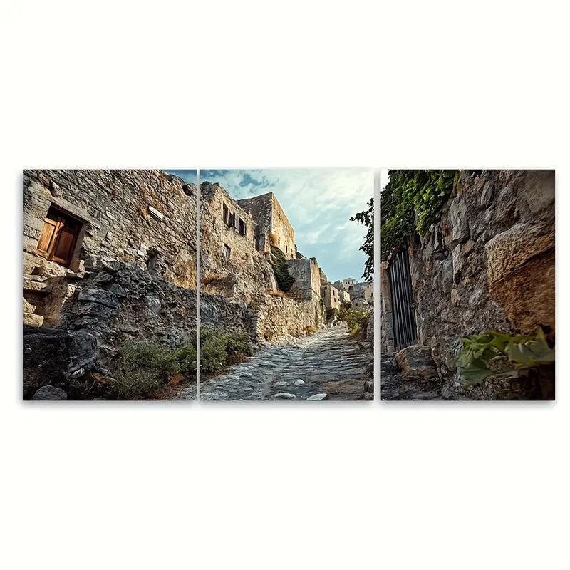3pcs Monemvasia Lower Town Scenic Print Sailboats Metal Print Ready to Hang Art