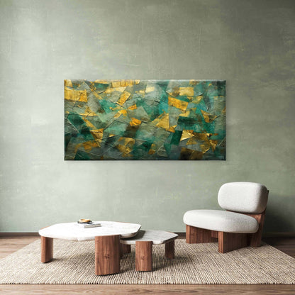 Emerald Green Gold Patton Wall Art Canvas Office Home Room Framed 120x60cm