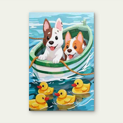 Boat Meets Ducks Themed Metal Print Ready to Hang