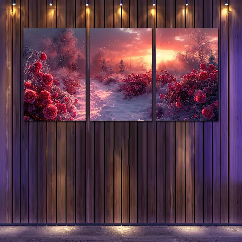 3pcs City of Roses Series Wall Art Set Canvas Framed 40x60cm - High Quality Print 100% Australian Made Wall Canvas Ready to Hang - Bella Home Decor