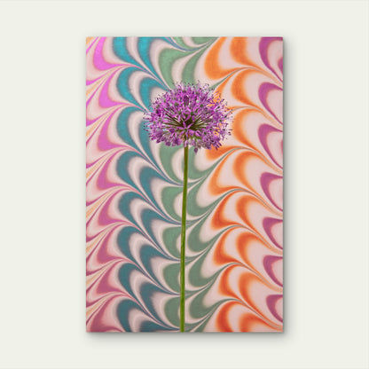 Flower With Psychedelic Painting 40x60cm Metal Print Ready to Hang