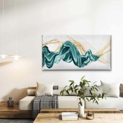 Satin Drapes Flowing Waves Wall Art Canvas Office Home Room Framed 120x60cm - Bella Home Decor