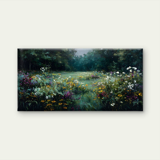 Wildflower Meadow Forest Clear Wall Art Canvas Office Home Room Framed 120x60cm