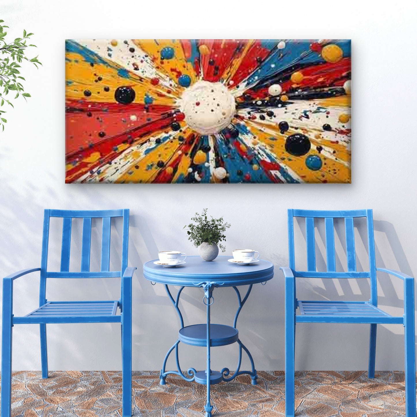 Vibrant Explosive Abstract Wall Art Canvas Office Home Room Framed 120x60cm