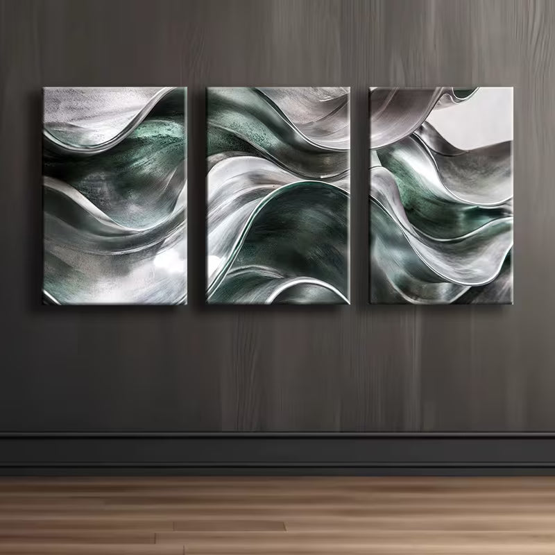 3pcs Wavy Abstract Design Wall Art Set Canvas Framed 40x60cm - High Quality Print 100% Australian Made Wall Canvas Ready to Hang