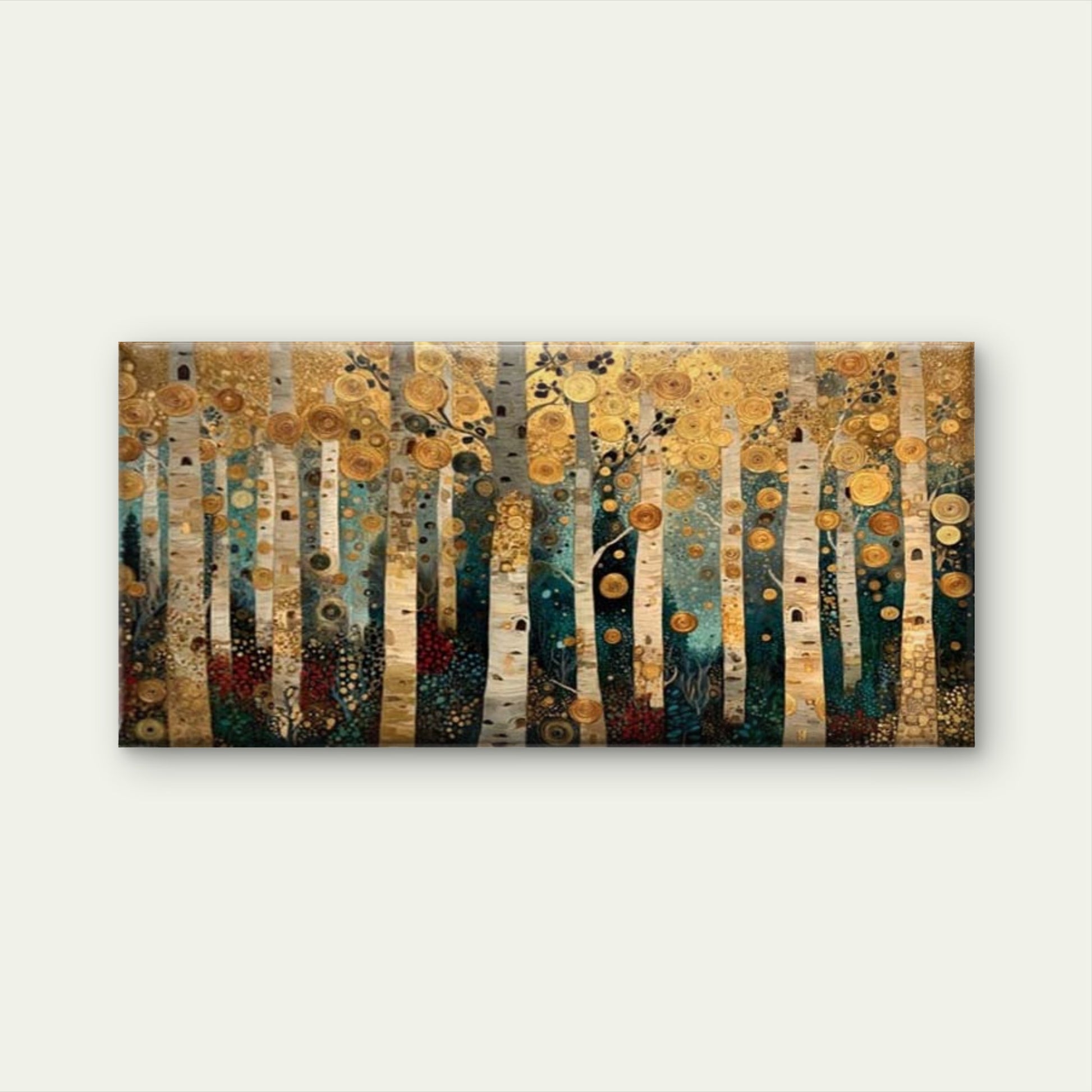 Gustav Klimt Birch Forest Wall Art Canvas Office Home Room Framed 120x60cm - Bella Home Decor