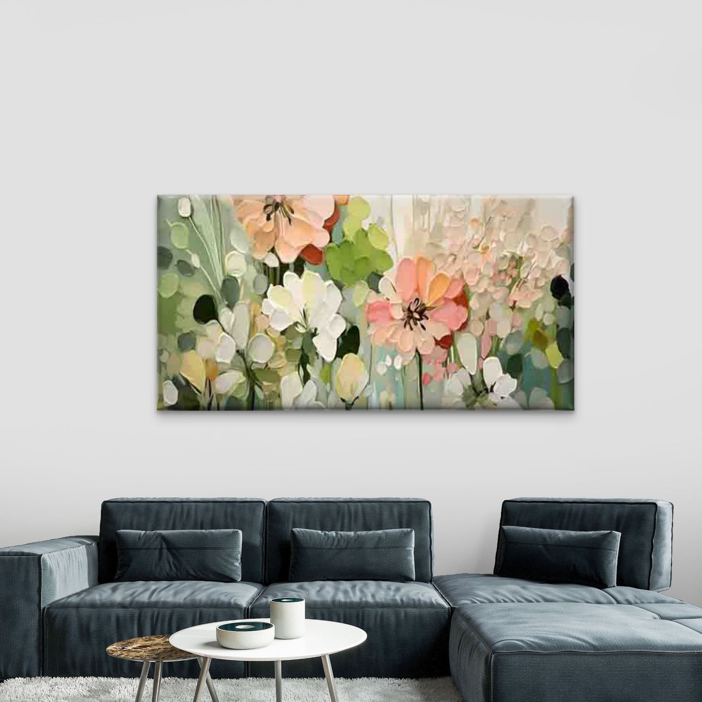 Modern Pastel & Soft Bouquet Wall Art Canvas Office Home Room Framed 120x60cm - Bella Home Decor