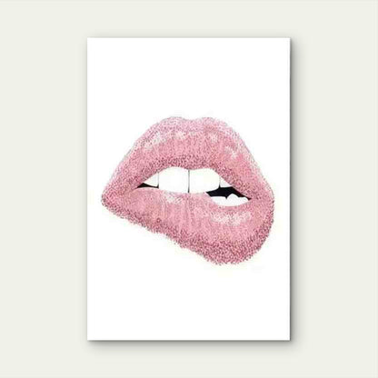 Soft Pastel Pink & White Minimalist Lip 60x90cm Metal Print Ready to Hang