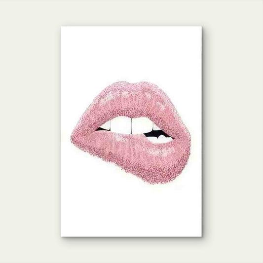 Soft Pastel Pink & White Minimalist Lip 60x90cm Metal Print Ready to Hang
