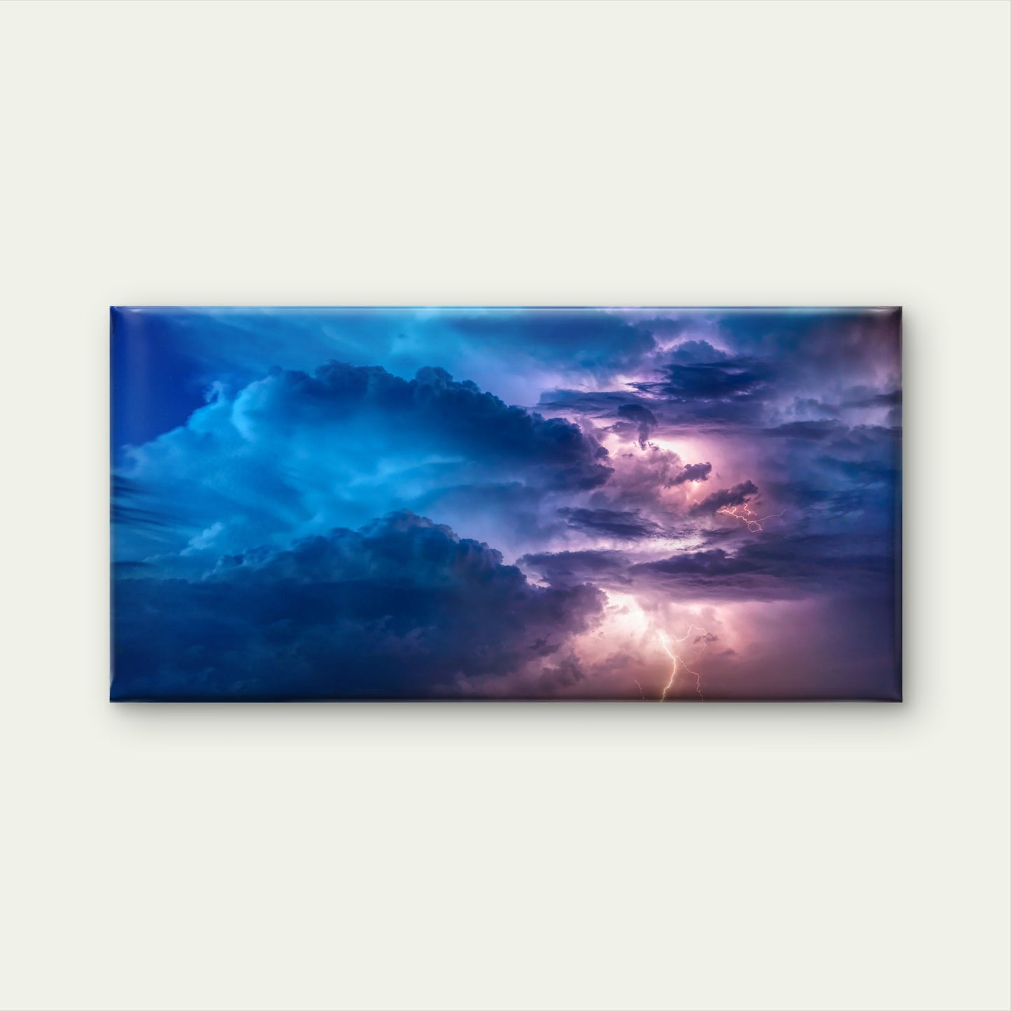 Lightning Stormy Sky View Wall Art Canvas Office Home Room Framed 120x60cm