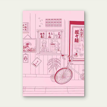 Japanese Ramen Shop Interior Scene Metal Print Ready to Hang - Bella Home Decor
