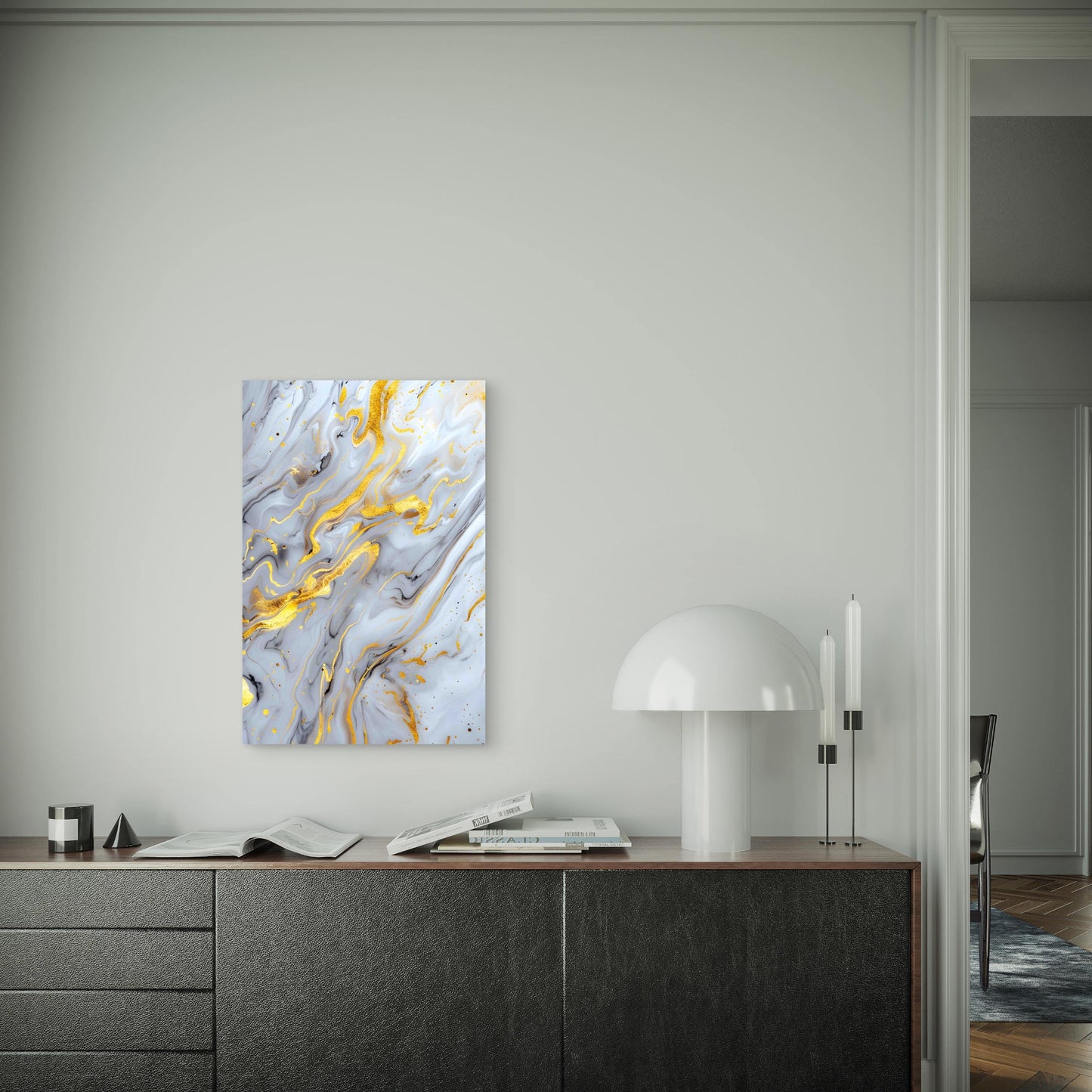 Gold Marble Swirl Texture 60x90cm Metal Print Ready to Hang
