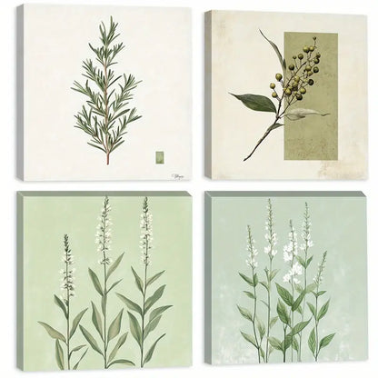 4pcs  Greenery Art Prints Natural Elements  Wall Art Canvas Framed