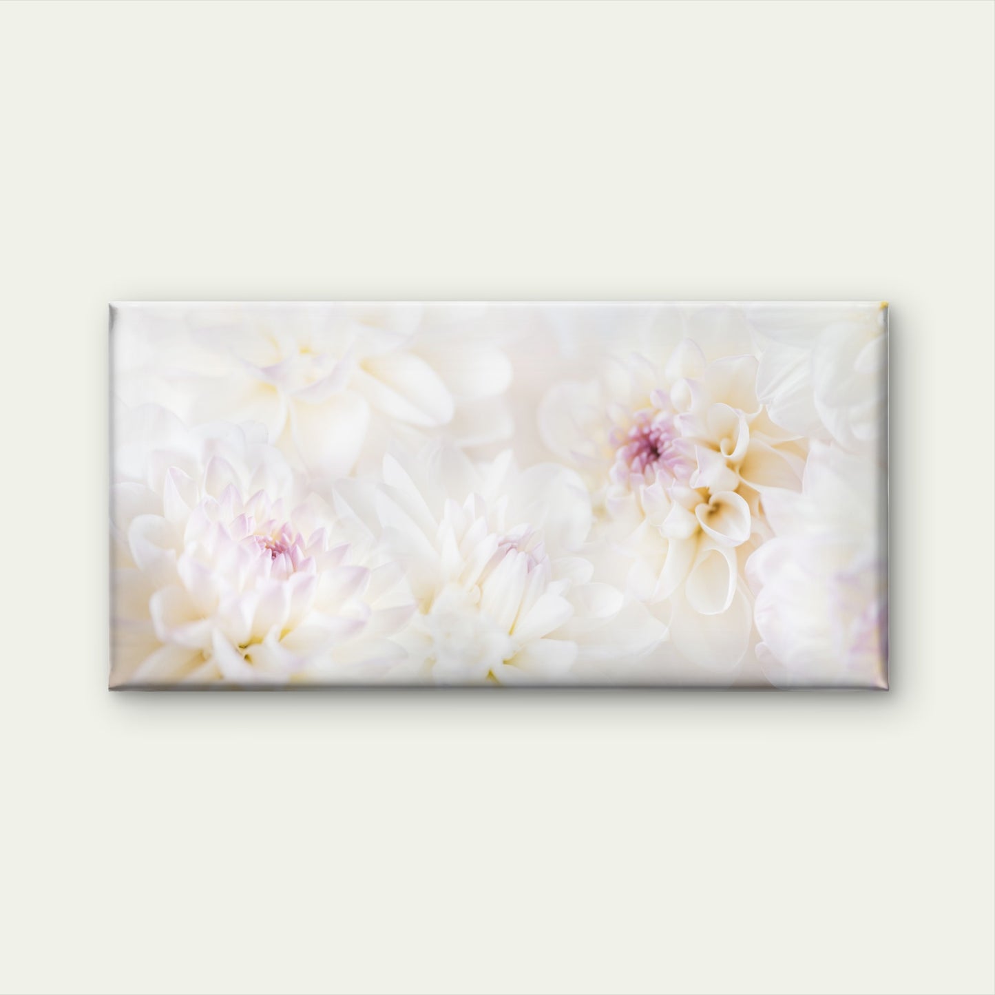 White Dahlia Floral Macro Bloom Wall Art Canvas Office Home Room Framed 120x60cm