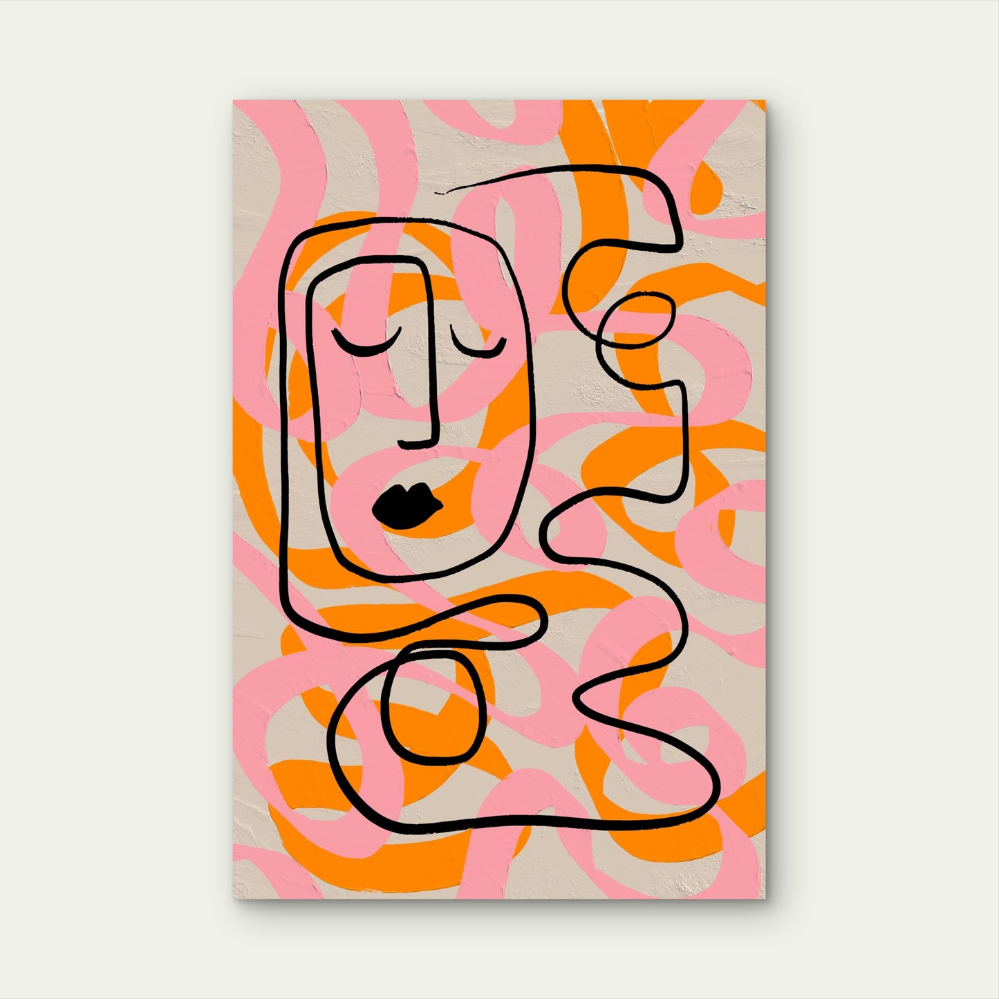 Cubism-Inspired Line Art of Human Face 60x90cm Metal Print Ready to Hang