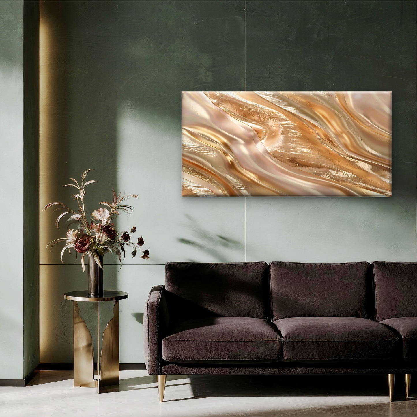 Liquid Satin Flowing Wave Wall Art Canvas Office Home Room Framed 120x60cm - Bella Home Decor